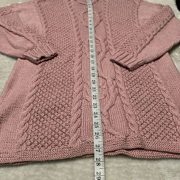 Deidre McGuire Pima Cotton Knitted Long Sleeve Pink Ireland Sweater Size Medium - Picture 6 of 7